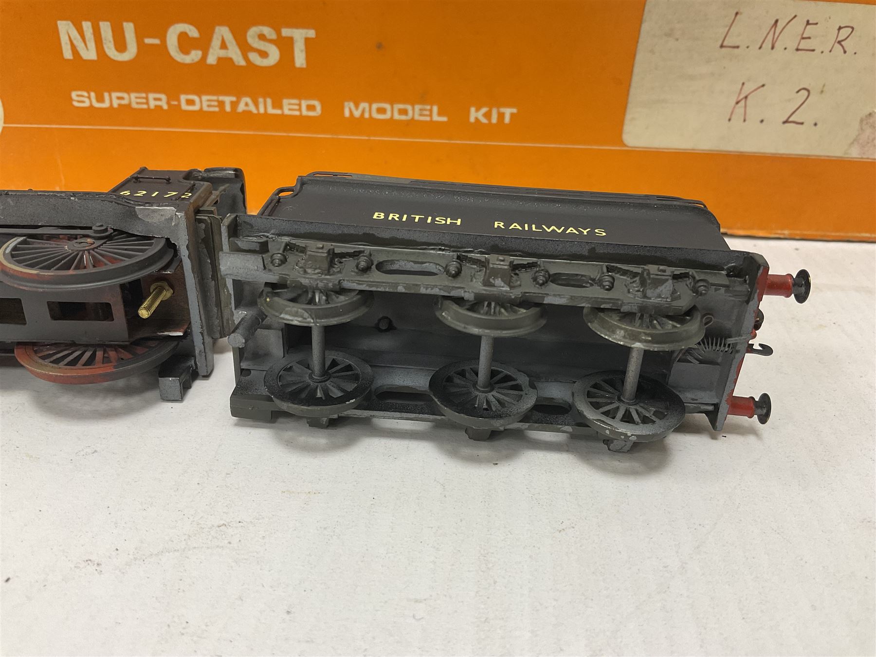 ‘00’ gauge - two kit built steam locomotive and tenders comprising Class K2 2-6-0 no.61763 finished in BR black with Nu-Cast box; Class D2 4-4-0 no.62172 finished in BR black (2) 