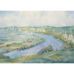 Rear Admiral Humfrey John Bradley Moore RI (British 1898-1985): 'Ardèche' 'Montreuil' 'Seine from Château Gaillard' 'Brimeux near Montreuil' etc, set of seven watercolours variously signed and dated, most titled verso max 36cm x 57cm (7) (unframed) 
Notes: Moore was a friend of Russell Flint's and sitter for one of the rare portraits painted by him - both were members of the Arts Club, and both had served in the Royal Navy during WWI