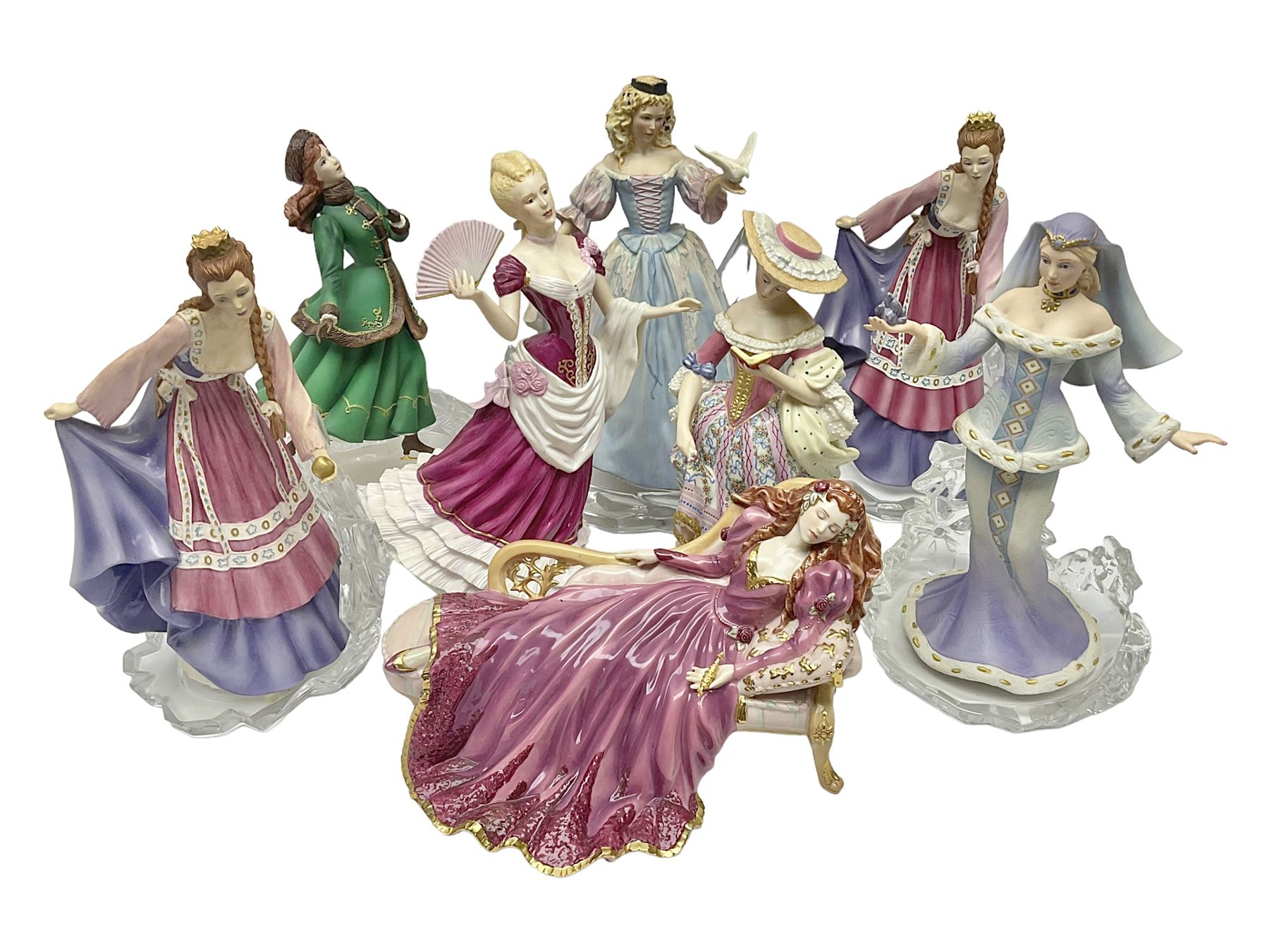 Eight Franklin Mint figures, including Sleeping Beauty, Vienna Waltz, Princess of Glass Mountain, Princess of the Ice Palace etc 