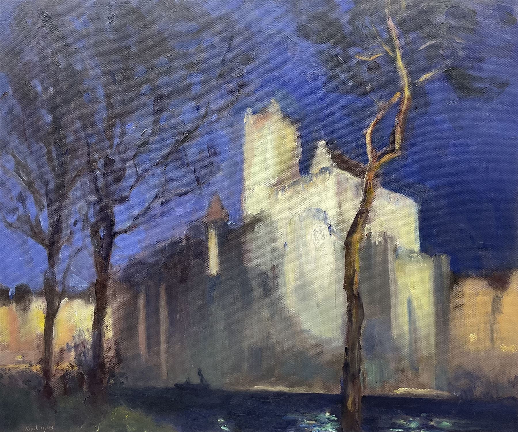 Neil Tyler (British 1945-): 'Ducal Palace - Ghent', oil on canvas signed, titled on label verso 49cm x 59cm