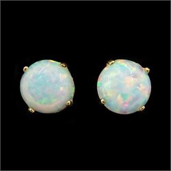 Pair of 9ct gold opal stud earrings, stamped