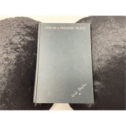 Enid Blyton; three copies of The First Adventure of the Famous Five; Five on Treasure Island, comprising 1963 edition, 1949 edition and 1963 edition  