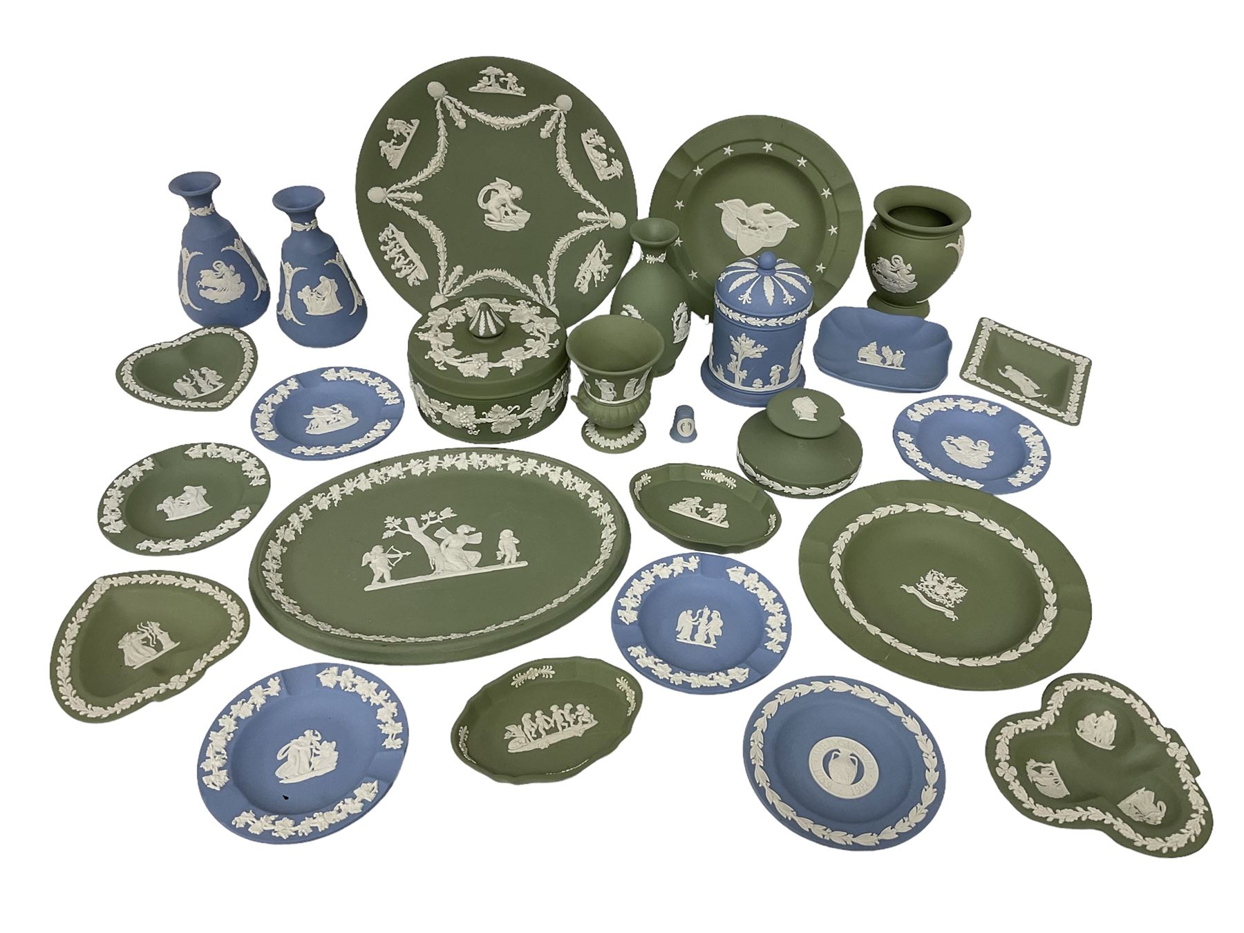 Collection Of Wedgwood Jasperware To Include sage Green Examples 