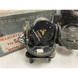 Cased Astro compass mark MK11, together with another and other aircraft equipment marked Aero Controls Ltd 