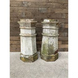 Pair of Victorian octagonal terracotta chimney pots 