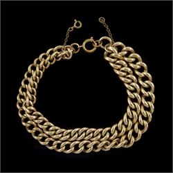 8ct gold double strand, graduating curb link chain bracelet