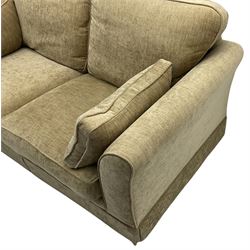 Three seat sofa (W200cm, H96cm, D100cm); and matching two-seat sofa (W180cm); upholstered in natural fabric