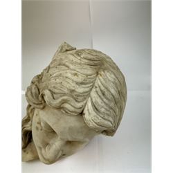 Fragmentary white marble head of a female bust, H31cm