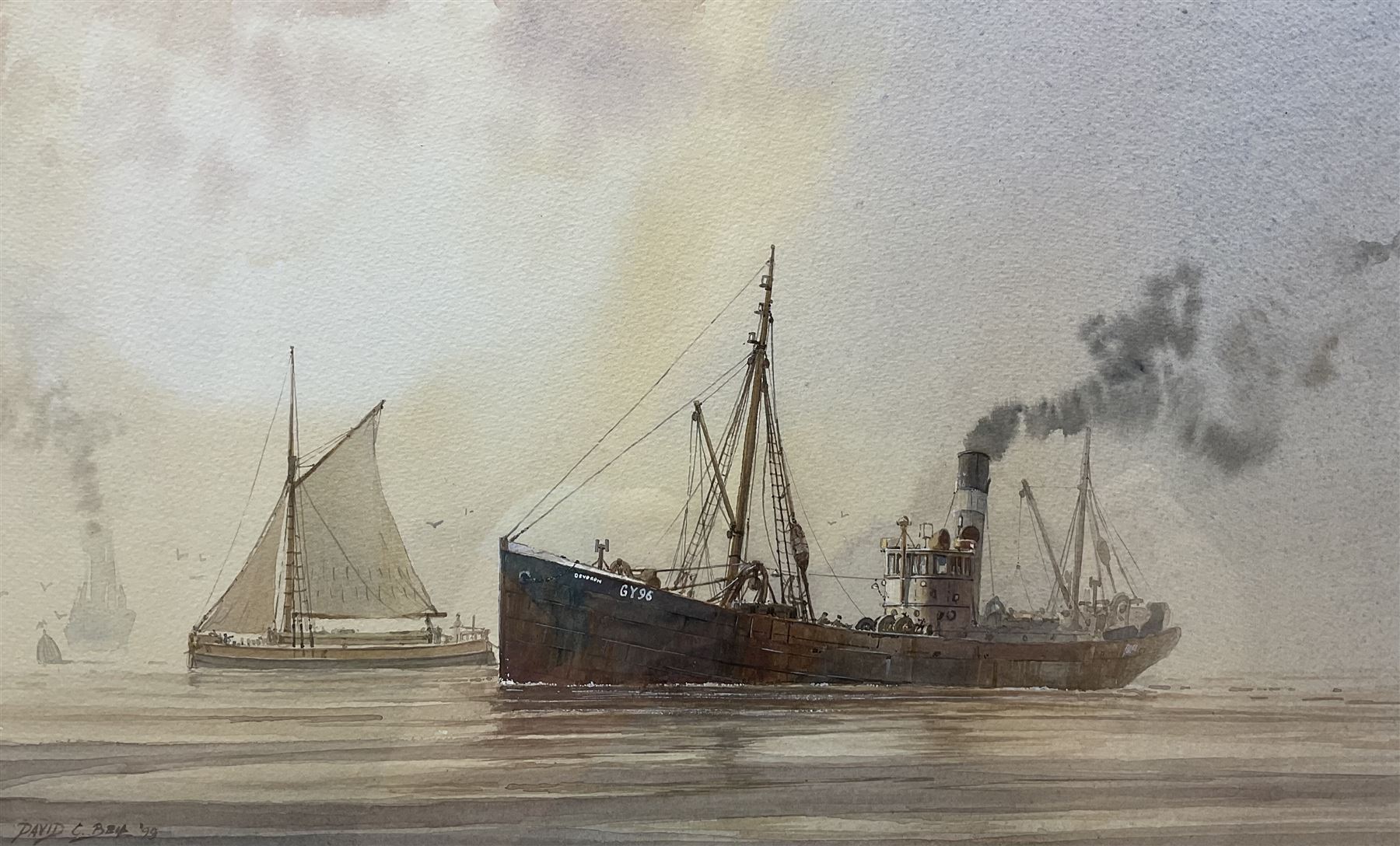 David C Bell (British 1950-): Grimsby Trawler - Deveron, watercolour signed and dated '98, 25cm x 40cm