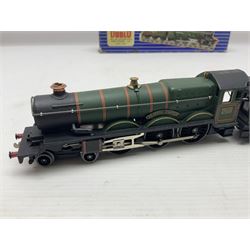 Hornby Dublo - 3-rail - Class 8F 2-8-0 freight locomotive No.48158 in unlined BR black; and Castle Class 4-6-0 locomotive 'Bristol Castle' No.7013 in lined BR green; each in original blue striped box (2)