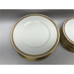 Royal Worcester Golden Anniversary pattern dinner wares, including ten dinner plates, twelve side plates, eight twin handled bowls and saucers, covered tureen (55)