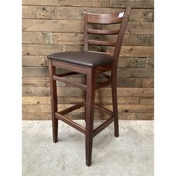 6 x dark walnut low back bar stool, faux leather seat