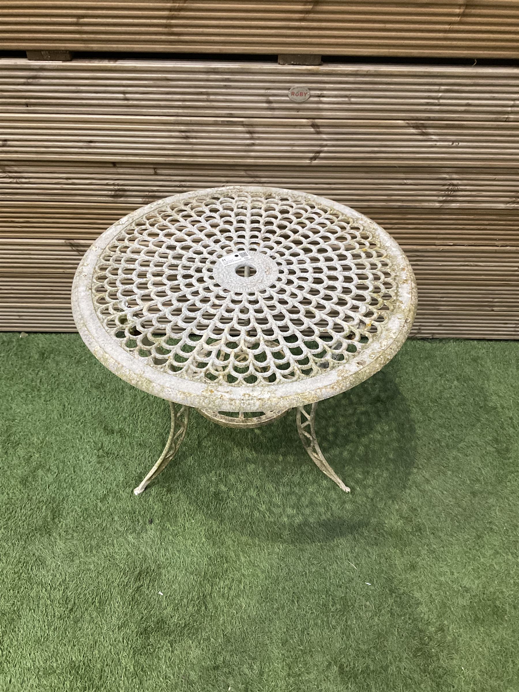 Cast aluminium garden table painted in white - THIS LOT IS TO BE COLLECTED BY APPOINTMENT FROM DUGGLEBY STORAGE, GREAT HILL, EASTFIELD, SCARBOROUGH, YO11 3TX