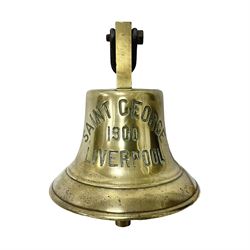 Early 20th century brass ship's bell, inscribed 'Saint George 1900 Liverpool', H40cm