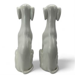 Two mid century Italian white glazed Greyhound models, both seated, H52cm 