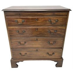 George III mahogany bachelor's chest, moulded rectangular top over slide and four graduating drawers, on bracket feet