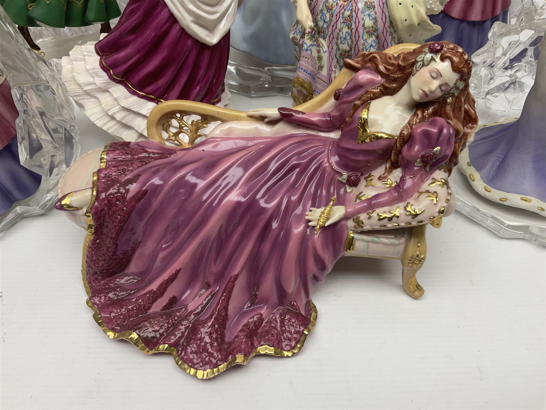 Eight Franklin Mint figures, including Sleeping Beauty, Vienna Waltz, Princess of Glass Mountain, Princess of the Ice Palace etc 