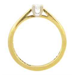 18ct gold single stone round brilliant cut diamond ring, the inside shank set with a single round brilliant cut diamond, hallmarked, diamond 0.15 carat