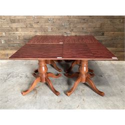 4 x rosewood finish square pedestal restaurant tables