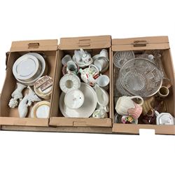 Collection of ceramics and glass, including Crown Devon gilt jug, glass bowl with silver plated rim etc, in six boxes