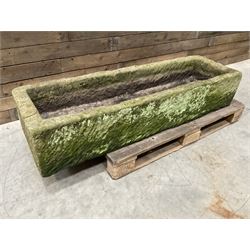 Large 19th century rectanglar stone trough 