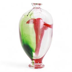 Raffaele Rossi (Italian 1956-): Large hand blown glass vase of tapering form, the cased gl...