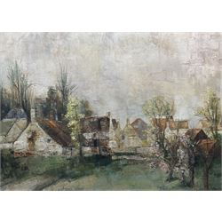 Giulio Bagnoli (Italian 1927-1978): Spring Village Scene, oil on canvas signed and dated '72, 78cm x 108cm 