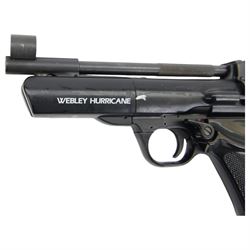 Webley Hurricane .22- 5.6 air pistol, black with checkered grip