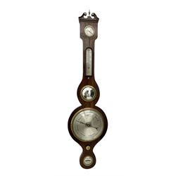 English - 19th century rosewood five-glass mercury wheel barometer c1880, with a swan neck...