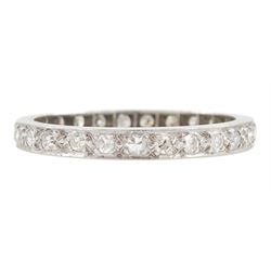 Early-mid 20th century platinum diamond full eternity ring, total diamond weight approx 0.25 carat