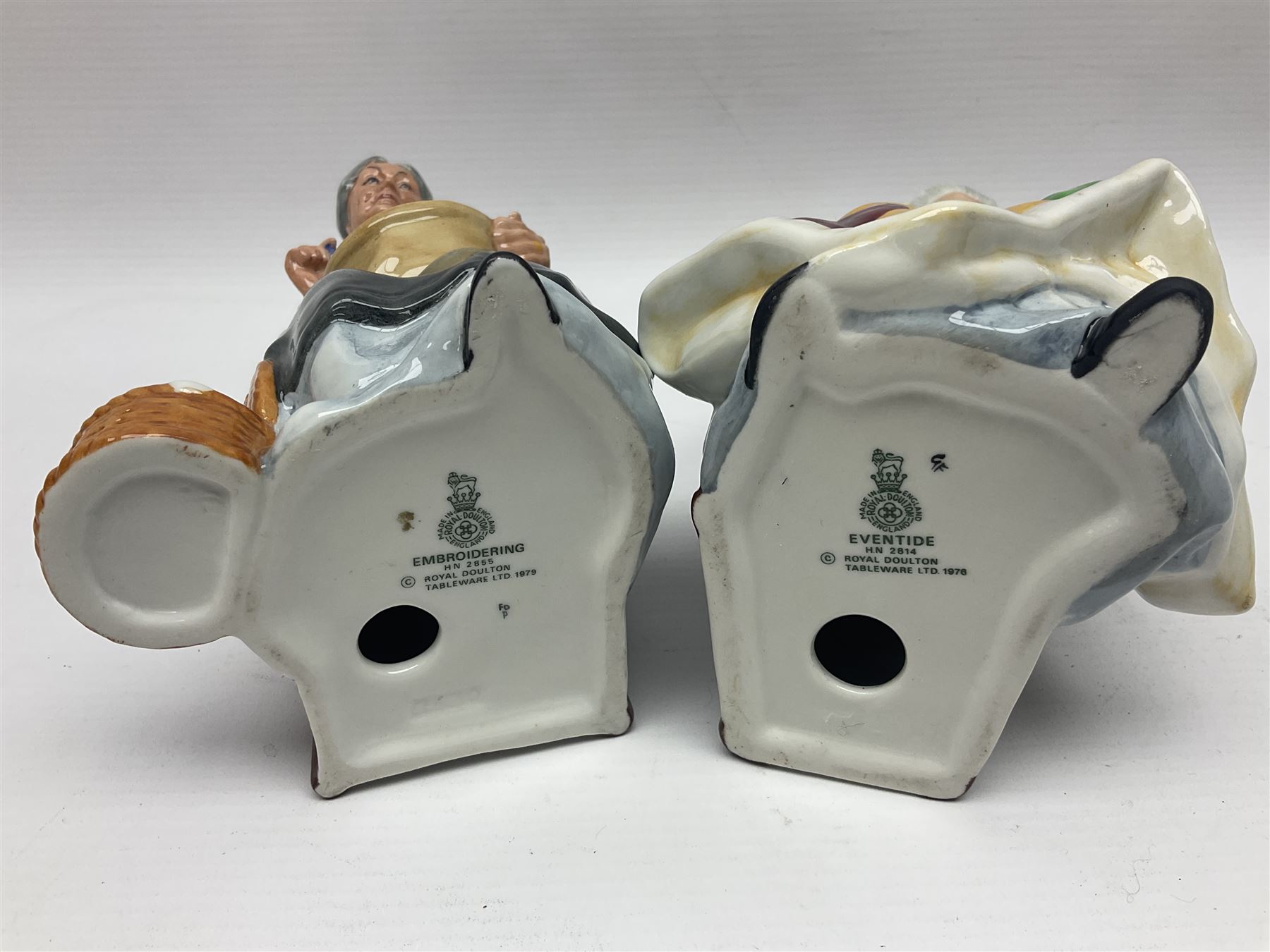 Two Royal Doulton figures, Embroidery HN2855 and Eventide HN2814