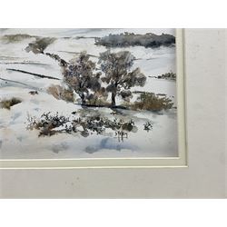 David Jeffrey (British 20th Century): Winter Landscape, watercolour signed 30cm x 48cm (unframed)