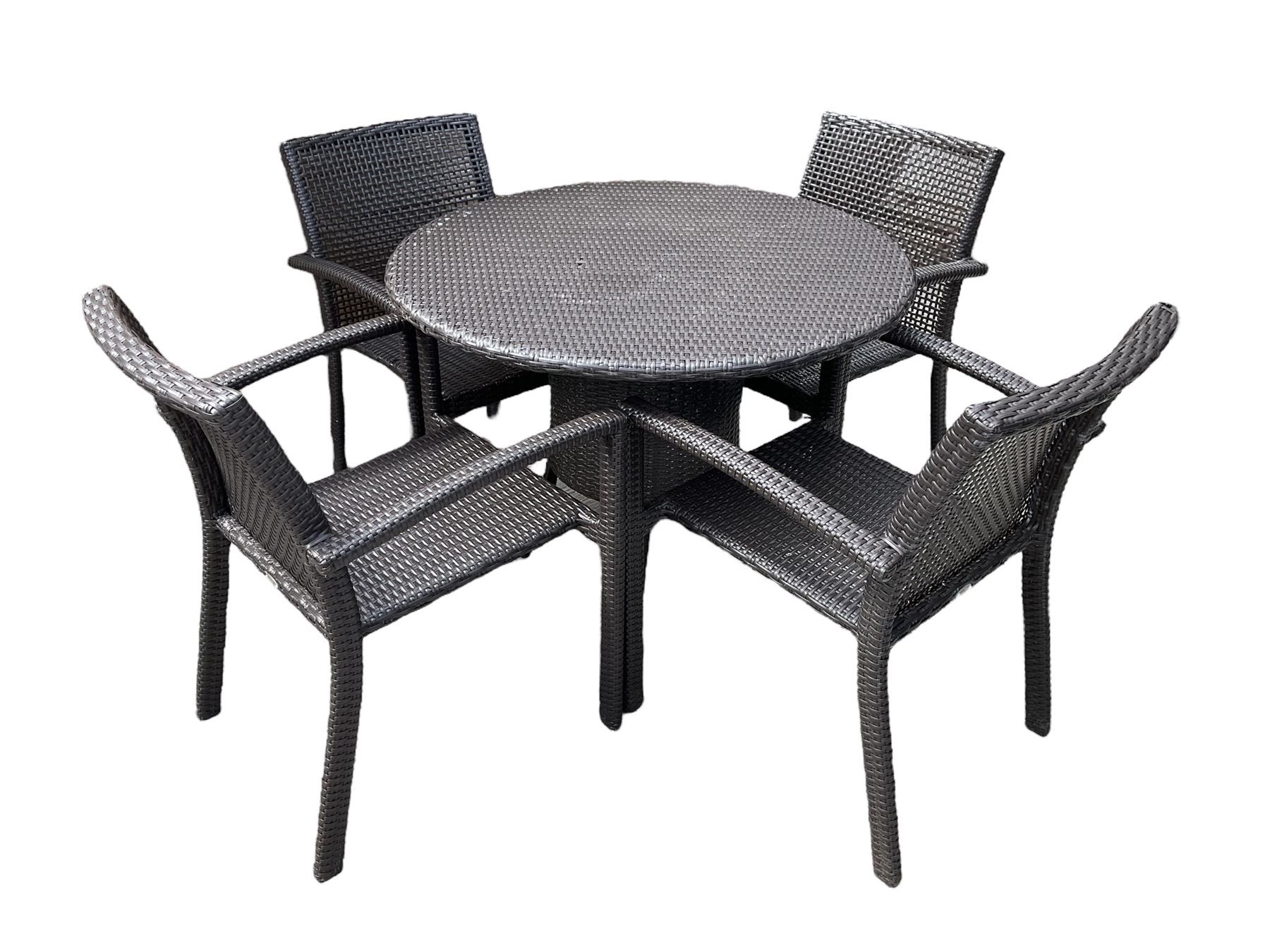 2 x Rattan House circular garden table and four chairs