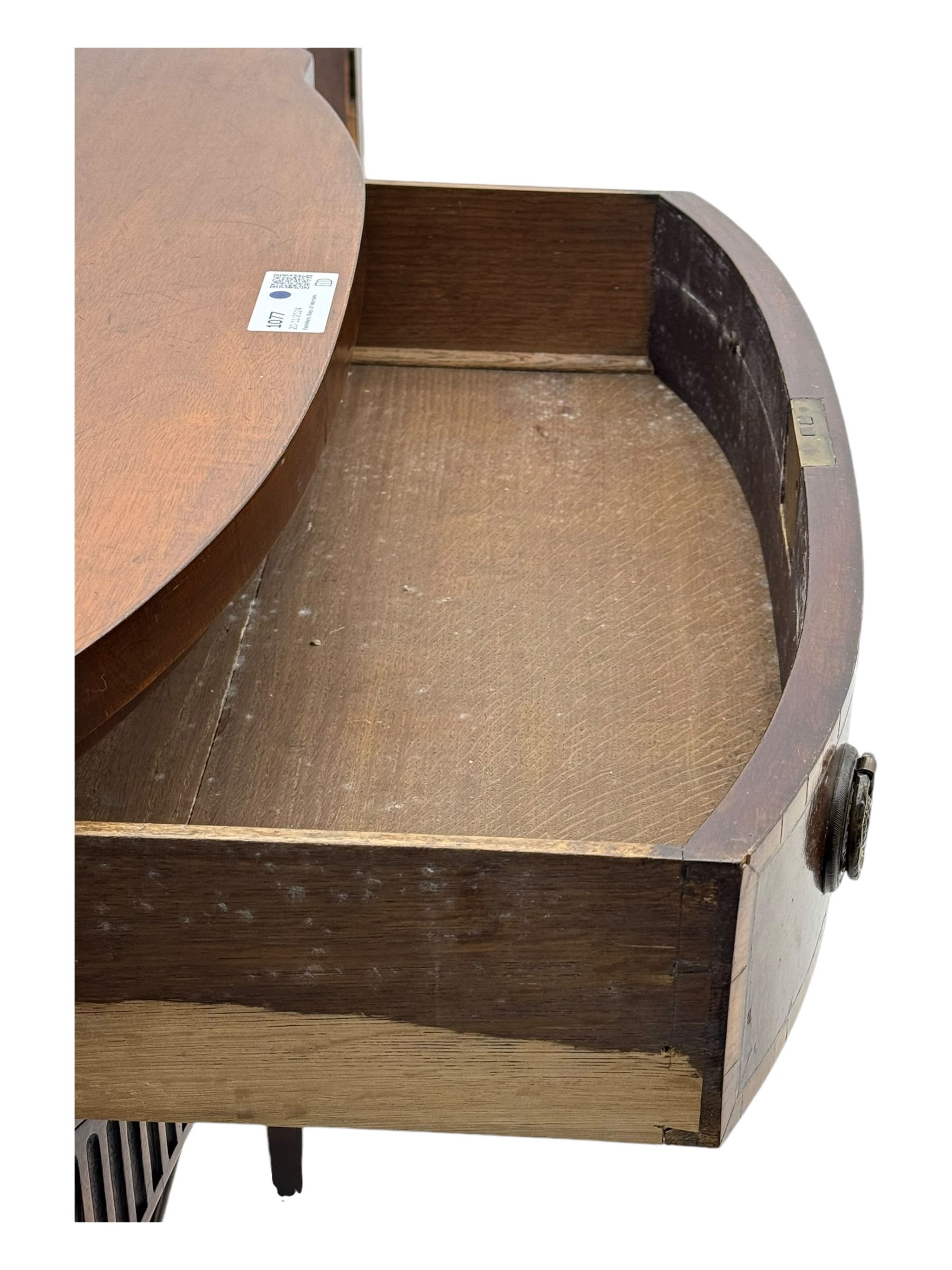 Early 19th century serpentine sideboard, fitted with two cupboards and two drawers, on square tapering supports with spade feet