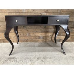 Rosewood finish console dressing table, fitted with two soft-close drawers