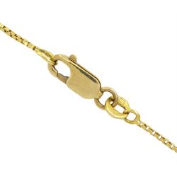 18ct gold pendant, on a 17ct gold box link chain necklace