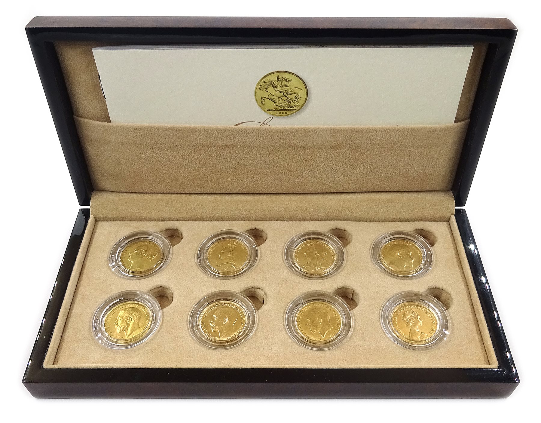 Eight gold full sovereigns, Queen Victoria 1880 Melbourne mintmark ...