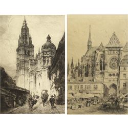 Henry Charles Brewer (British 1866-1950): Toledo Cathedral, etching signed in pencil; Axel Herman Haig (Swedish 1835-1921): Reims Cathedral, etching signed in pencil max 56cm x 40cm (2)