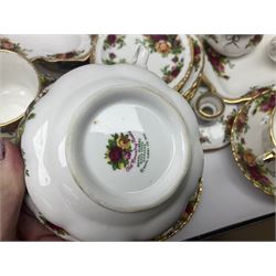 Royal Albert Old Country Roses pattern part tea and dinner service, to include two tureens, eight dinner plates, six side plates, twelve bowls, two mugs, seven teacups and saucers, milk jug,  twelve cake plates, six soup bowls and saucers, candlesticks, etc (95)