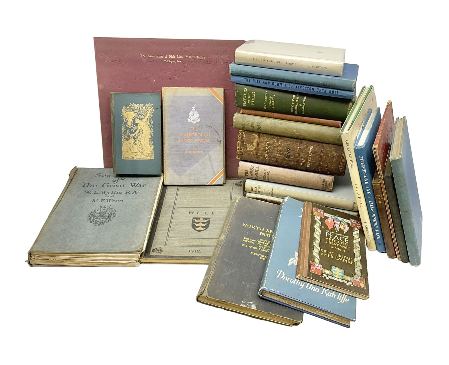 Books - a number relating to Hull and surrounding areas of Yorkshire, to include The East Riding of Yorkshire with Hull and York by A G Dickens, 1954, The Scarborough Cricket Festival by J M Kilburn, 1948, Georgian Hull, Written and Illustrated by Ivan and Elisabeth Hall, 1978, etc. 