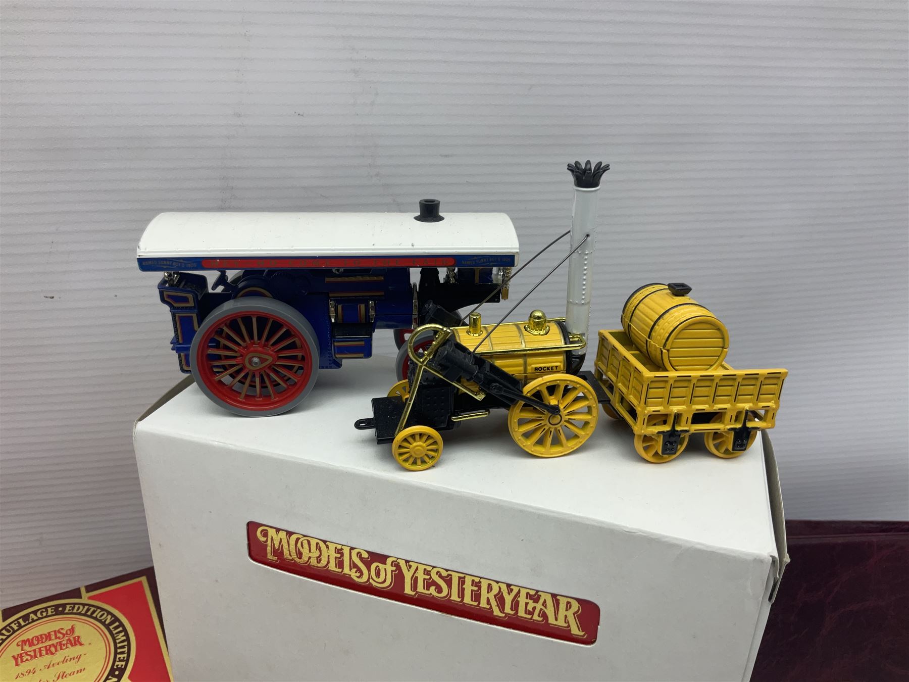 Matchbox - approximately sixty Models of Yesteryear to include special edition 1820 Passenger Coach and Horses, limited editions 1894 Aveling-Porter Steam Roller, 1829 Stephensons Rocket and 1905 Fowler Showman’s Engine; older models from the 1970s such as Y-1 1911 Model ‘T’ Ford, and a large quantity of modern models with reference materials in folder; mostly boxed 