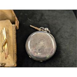 Early 20th century 9ct gold seed pearl brooch and a Victorian silver open face pocket watch by Waltham Mass, Birmingham 1887