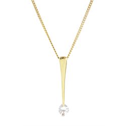 18ct gold single stone round brilliant cut diamond pendant necklace, diamond approx 0.45 carat