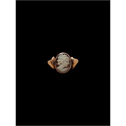 9ct rose gold cameo ring, hallmarked 