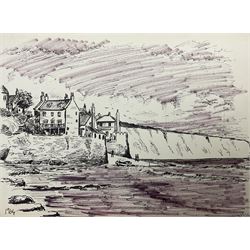 Jack Rigg (British 1927-2023): Robin Hood's Bay, pen and ink sketch signed and dated 1964,...