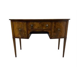 Georgian design mahogany bow-fronted sideboard, banded top over single drawer and two cupboards, on square tapering supports 