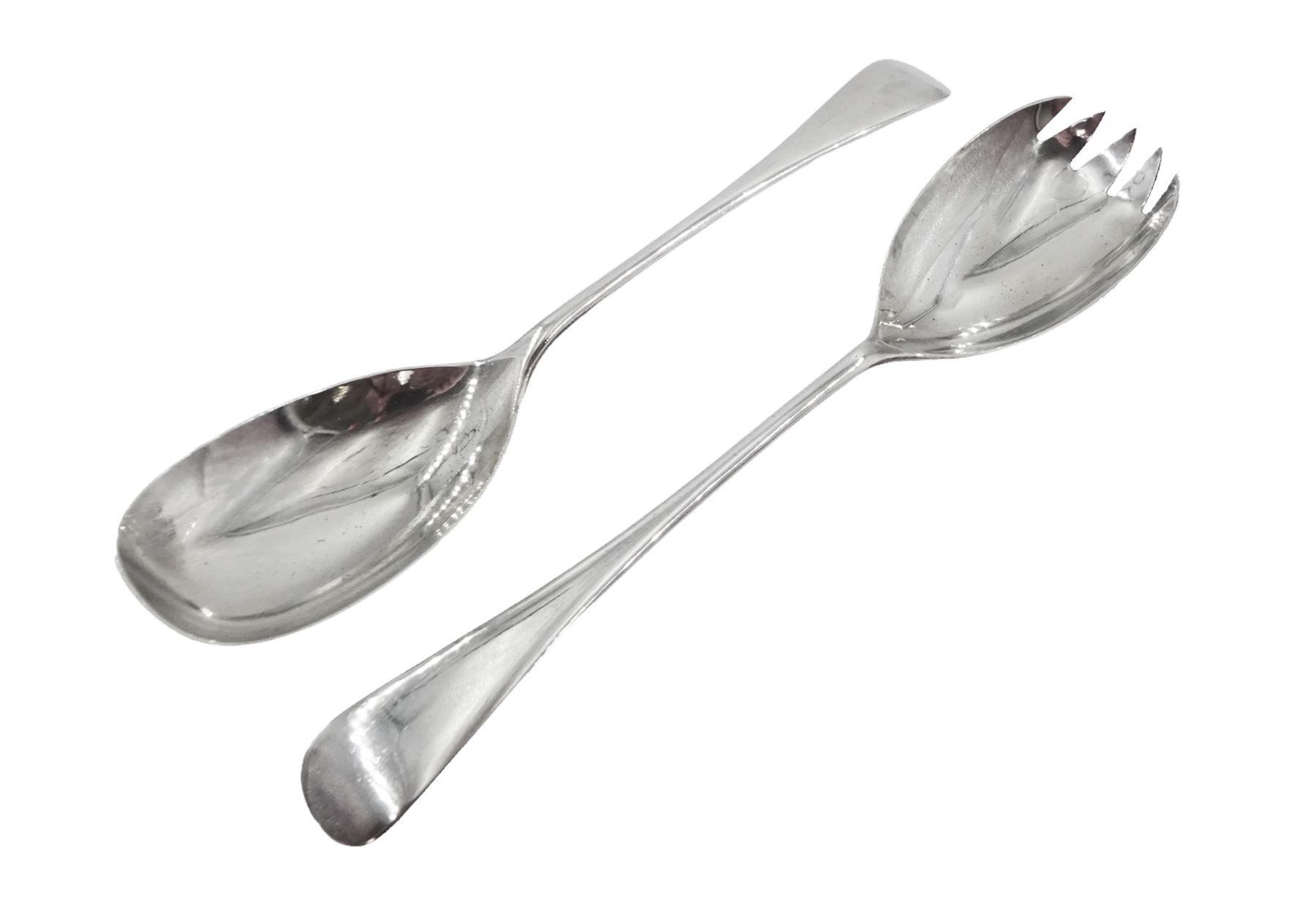 Pair of 1920s silver Old English pattern salad servers, hallmarked Cooper Brothers & Sons Ltd, Sheffield 1920