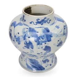 19th century Chinese blue and white jar, of pronounced baluster form, decorated in the Hun...