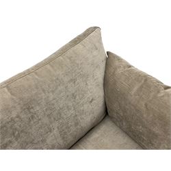 Next Home - corner sofa upholstered in grey fabric, on block feet 