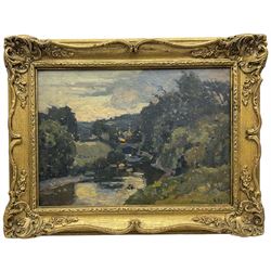 Herbert F Royle (British 1870-1958): River Landscape, oil on canvas board signed 25cm x 34cm